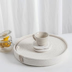 9-Piece Cotton Rope Placemats, Coasters & Holder, Warm Ivory by ArtPineconeHome