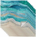 Turquoise Coastal Cloth Napkins Set of 8, Holiday Napkins for Baby Shower, Spring Summer Ocean Beach Nautical Sea Wave Washable Reusable Dinner Napkins for Cocktail Wedding Party, 20 x 20 Inch by Boanket