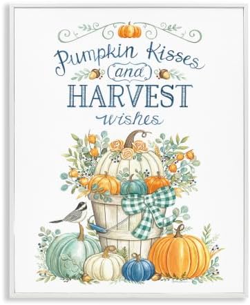 Autumnal Fall Pumpkins Botanical Bouquet, 24 x 30 Inch Framed Giclée Print by StupellIndustries