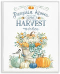 Autumnal Fall Pumpkins Botanical Bouquet, 16 x 20 Inch Framed Giclée Print by StupellIndustries