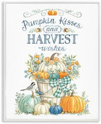 Autumnal Fall Pumpkins Botanical Bouquet, 16 x 20 Inch Framed Giclée Print by StupellIndustries