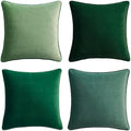 MONDAY MOOSE Decorative Throw Pillow Covers Cushion Cases, Set of 4 Soft Velvet Modern Double-Sided Designs, Mix and Match for Home Decor, Pillow Inserts Not Included (16x16 inch, Sage/Dark Green) by MondayMoose