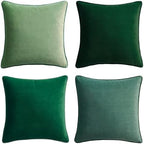 MONDAY MOOSE Decorative Throw Pillow Covers Cushion Cases, Set of 4 Soft Velvet Modern Double-Sided Designs, Mix and Match for Home Decor, Pillow Inserts Not Included (22x22 inch, Sage/Dark Green) by MondayMoose