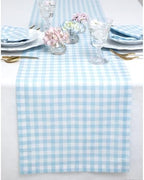 Solino Home 100% Linen Table Runner Blue Bell, Gingham Check 14 x 120 in by SolinoHome