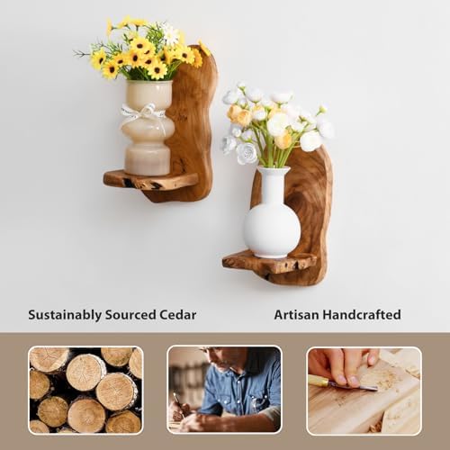 Wooden Wall Sconce Candle Holder, Rustic Wall Decor Set of 2 - Image 5
