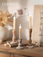 Rustic Candlestick Holder Decor: Farmhouse Wooden Candle Holders - Image 2