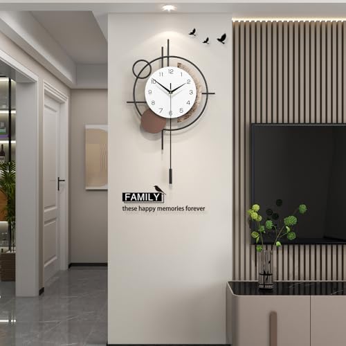 Wall Clock Decorative Modern Wall Clocks with Pendulum Silent - Image 3