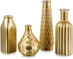 Glasseam Gold Glass Vase for Flowers: Set of 4 Small Vases for Home Decor by Glasseam
