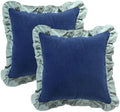 patdrea Vintage Navy Blue Linen Throw Pillow Covers,Set of 2,18"x18"-Kubum by patdrea