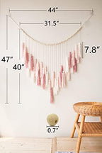 Decocove Macrame Wall Hanging - Large with Wood Beads Bohemian Decor for Bedroom, Living Room and Kitchen Warm Blush Pink 35'' x 36'' - Image 6