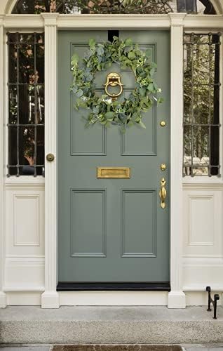 HomeKaren Eucalyptus Wreaths for Front Door 22", Handmade Green Leaves Wreath for Summer, Spring and All Seasons, Greenery Floral Wreath for Wall and Outside - Image 6
