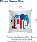 Batmerry USA Flag Throw Pillow Covers, Stripes and Stars Elephant Decorative Pillow Covers Digital Printing Blended for Couch Sofa Bed Invisible Zipper 26X26 in(Set of 2) - Image 5