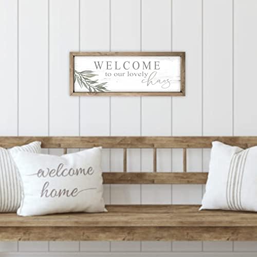 Welcome To Our Lovely Chaos Rustic Wood Wall Sign With Frame 6x18 - Image 5