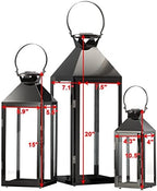 MATICO Stainless Decorative Pinnacle Candle Lantern Set of 3, Hanging Decor Hurricane Lantern Candle Holder for Festival Ceremony Home Decor, Both Indoor & Outdoor Use, Black - Image 4