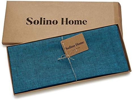 Solino Home 100% Pure Linen Dining Table Runner Teal, Athena 14 x 90 in - Image 5