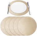 Placemats Set of 6 – Round 15” Faux Leather Table Mats for Dining, Heat Resistant & Non-Slip Washable Table, Indoor, Outdoor, Dining Table Set for 6, Modern Kitchen & Holiday Use, Champagne by Homewear