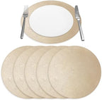 Placemats Set of 6 – Round 15” Faux Leather Table Mats for Dining, Heat Resistant & Non-Slip Washable Table, Indoor, Outdoor, Dining Table Set for 6, Modern Kitchen & Holiday Use, Champagne by Homewear