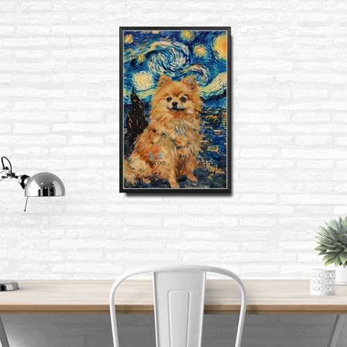 Metal Sign Tin Sign Vintage Wall Art Pomeranian Starry Night Pomeranian Fluffy Pomeranian in A Night Sky for Home Cabin and Seasonal Displays Rustproof Aluminum 12×16 Inches with Metal Frame - Image 3