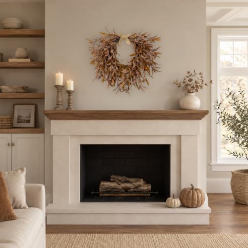 22 Inch Artificial Fall Heart Wreath for Front Door with Olive Leaves - Image 6
