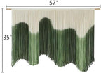Macrame Wall Hanging Green Hand-Dyed Ombre Fiber Art Geometric 57"W*39"L - Image 5