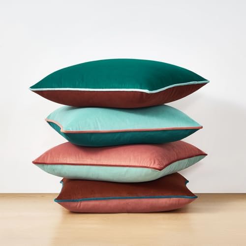 MONDAY MOOSE Decorative Throw Pillow Covers Cushion Cases, Set of 4 Soft Velvet Modern Double-Sided Designs, Mix and Match for Home Decor, Pillow Inserts Not Included (20x20 inch, Pink/Dark Teal) - Image 3
