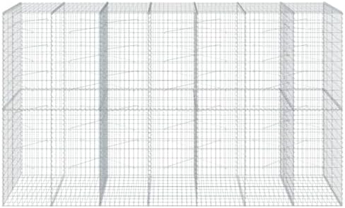 vidaXL Gabion Basket with Cover 137.8"x39.4"x78.7" Galvanized Iron - Image 5