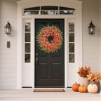 26" Large Artificial Silk Flower Eucalyptus Wreath for Outdoor(Fall Orange) - Image 3
