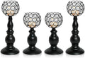 Black Crystal Candle Holders Set of 4(11.4" & 8.8") by kehail