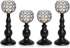 Black Crystal Candle Holders Set of 4(11.4" & 8.8") by kehail