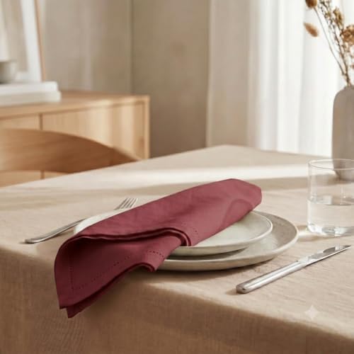 Urban Villa Cloth Napkins 100% Cotton Dinner Napkins Highly Absorbent 20x20 Inches (Set of 12) Maroon Colour Reusable Washable Soft Durable Premium Napkins Ideal for Home Wedding Parties - Image 2