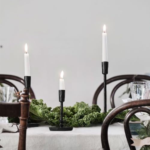 Rustic Cast Iron Taper Candle Holder - Set of 3 Vintage Candle Stands - Image 7