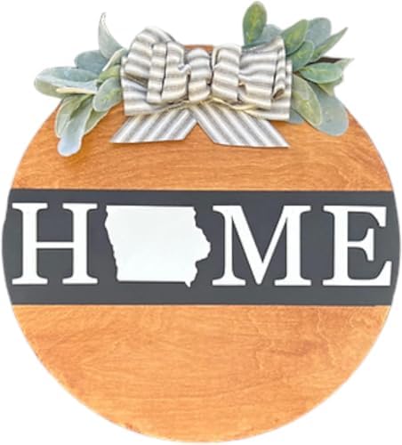Wood front door sign Wood sign Home decor Welcome sign Sign for front door House warming gift Wedding gift (Home State, 15" Width) by Unknown