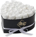 GLAMOUR BOUTIQUE Preserved Flowers, 27 Forever White Roses in Heart Box by THEGLAMOURBOUTIQUE