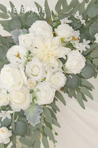 Artificial Wedding Arch Flowers Kit(Pack of 3),2Pcs Artificial Flower Arch Decor,1Pcs Sheer Drape for Wedding Ceremony Arbor for WeddingCeremony (White Rose Wedding) - Image 3