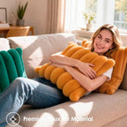 Faux Fur Decorative Throw Pillow Covers 20x20 Set of 2, Orange - Image 3