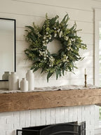26" Eucalyptus Wreath for Front Door, Full Greenery Wreath with Baby’s Breath, Farmhouse Door Wreath, Year Round Spring Summer Wreath, Indoor Outdoor Home Decor - Image 5