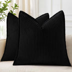 decorUhome Fall Corduroy Black Throw Pillow Covers 26x26 Set of 2 by decorUhome