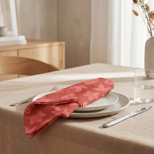 Urban Villa Cloth Napkins Cotton 20x20 (Set of 12) Brown Leaf Print - Image 4