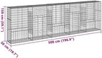 vidaXL Gabion Basket with Cover 196.9"x19.7"x59.1" Galvanized Iron - Image 3