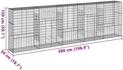 vidaXL Gabion Basket with Cover 196.9"x19.7"x59.1" Galvanized Iron - Image 3