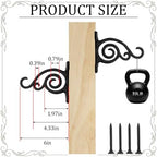 4 Pack Hanging Plant Brackets 6 Inch, Heavy Duty Black Cast Iron Wall Hooks - Image 3