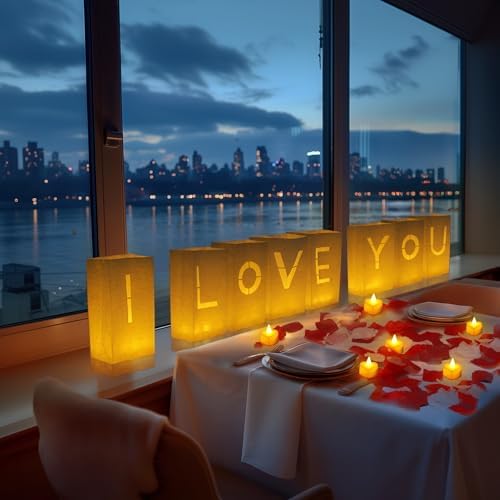 Homemory I Love You Light Up Letters, Luminary Bags with 24 Tea Lights - Image 3