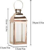 JHY DESIGN Decorative Candle Lanterns 15" High Stainless Steel Candle Lanterns with Tempered Glass for Indoor Outdoor Events Parities and Weddings Vintage Style Hanging Lamps(Rose Gold) - Image 4
