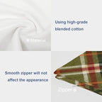 Batmerry Apple Green Checkered Throw Pillow Covers, Close Up of The of A Tartan Decorative Pillow Covers Digital Printing Blended for Couch Sofa Bed Invisible Zipper 26X26 in(Set of 2) - Image 6