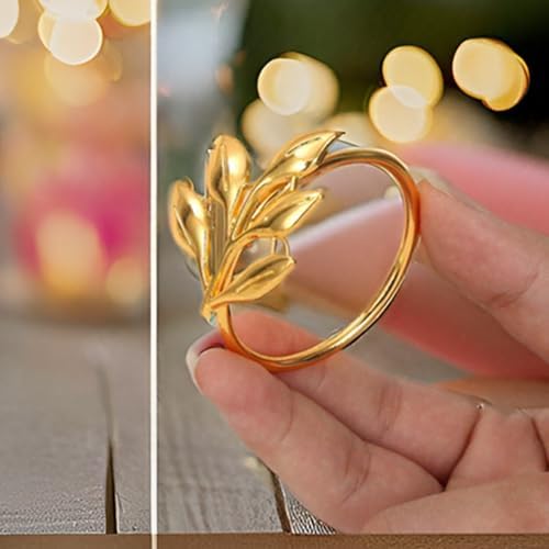 Set of 50 Leaf Napkin Rings Metal Gold Leaf Napkin Ring, Metal Napkin Rings Dinner Banquet Serviette Decor, Dinning Table Setting for Thanksgiving Christmas Halloween Holiday Wedding Party - Image 5