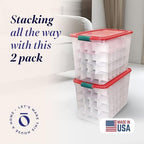HOMZ Holiday Tote Plastic Storage Bin with Lid, 112 Qt, Clear/Red, 2 Pack - Image 2