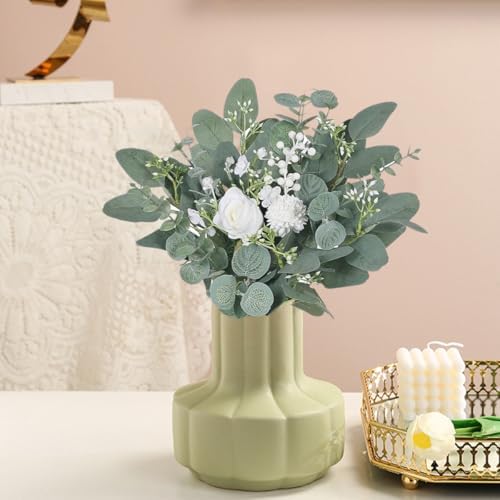 Mixed Eucalyptus Leaves Stems Bulk Artificial Silver Dollar Leaves Picks Dried Eucalyptus Bundle Faux Spray for Wedding Vase Bouquet Decor (240, Green) - Image 7