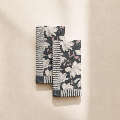 100% Cotton Printed Cloth Napkins Set of 6, 18x18 Inch Reusable Dinner Napkins, Soft Washable Floral Table Napkins for Dining, Parties & Hosting - Lotus Vine - Image 2