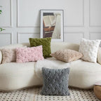 Yaertun Set of 2 Decorative Throw Pillow Covers Thick Plush Wool Throw Pillows Super Soft Luxury Faux Rabbit Fur Velvet Cushion Covers for Couch Sofa Bed Living Room 26x26 Inch Oatmeal - Image 6
