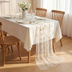 Remagr 4 Pcs 9.8 Ft Wildflower Table Runner Embroidery Floral Table Decor - Image 4